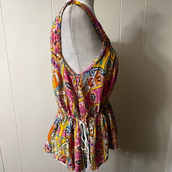 Rachel Zoe Womens colorful Paisley Sleeveless Blouse Pink Yellow small NWT - Picture 4 of 8